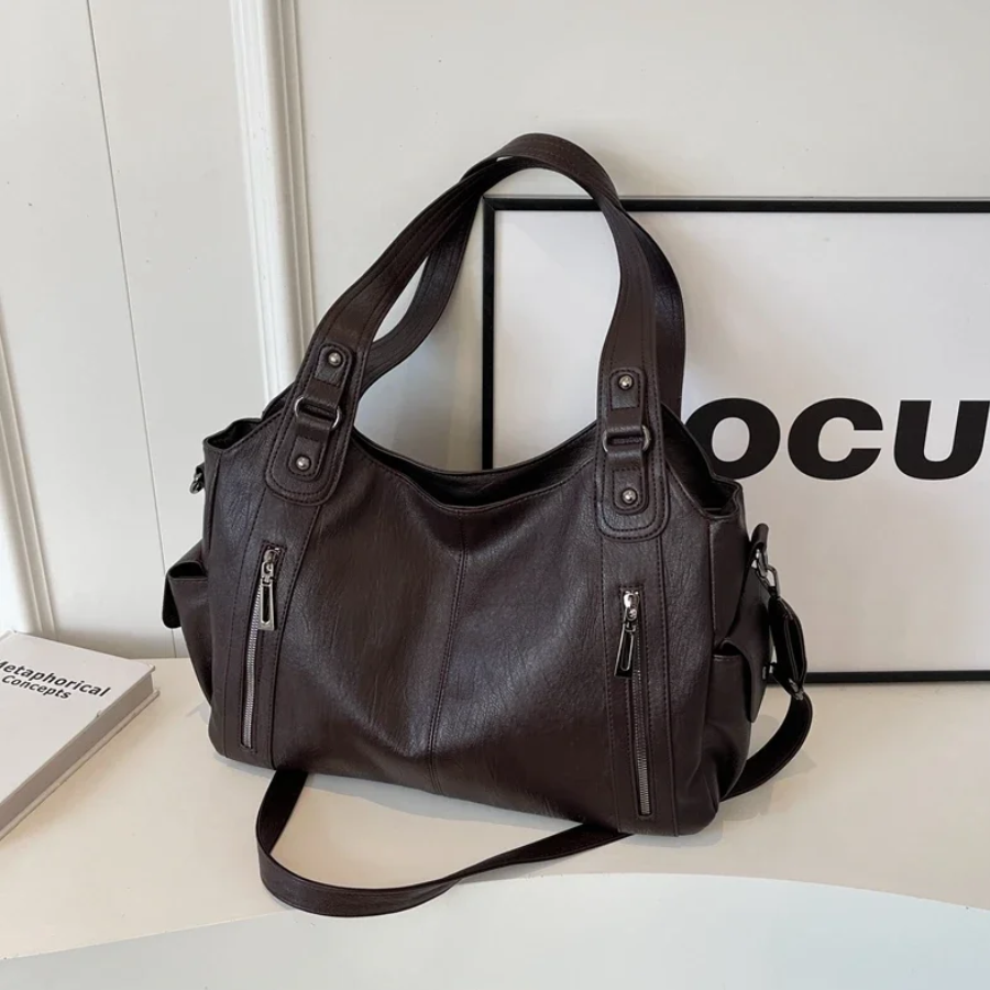 Malyna | Casual Shoulder Bag with Zippers and Adjustable Strap