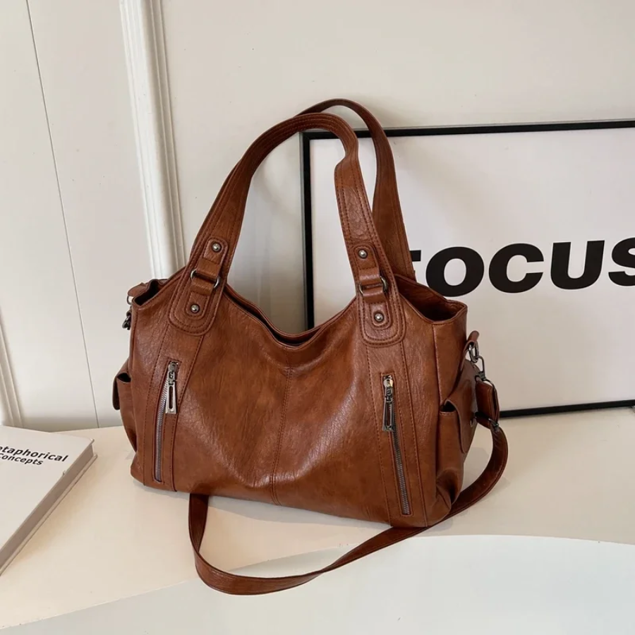 Malyna | Casual Shoulder Bag with Zippers and Adjustable Strap