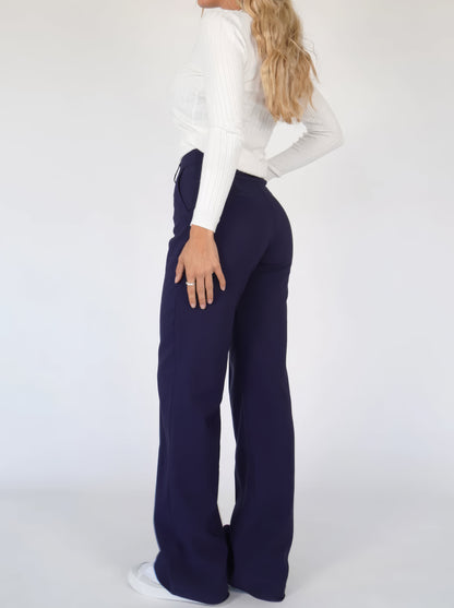 High Waist Women's Trousers with Straight Fit