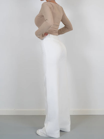 Stylish Women's Trousers With High Waist And Wide Legs