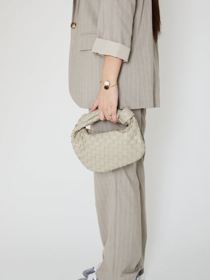 Luxury Stylish White Ladies Handbag with Braided Design