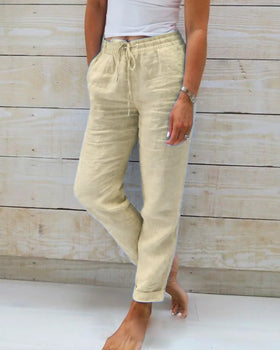 Comfortable Airy Women's Pants With Elastic Waist And Pockets