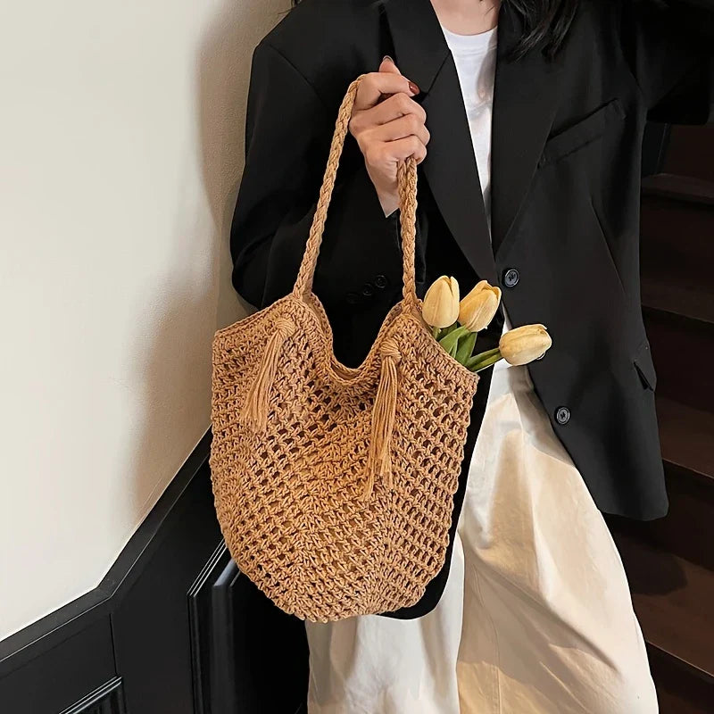 Summer Boho Women's Shoulder Bag With Braided Handles