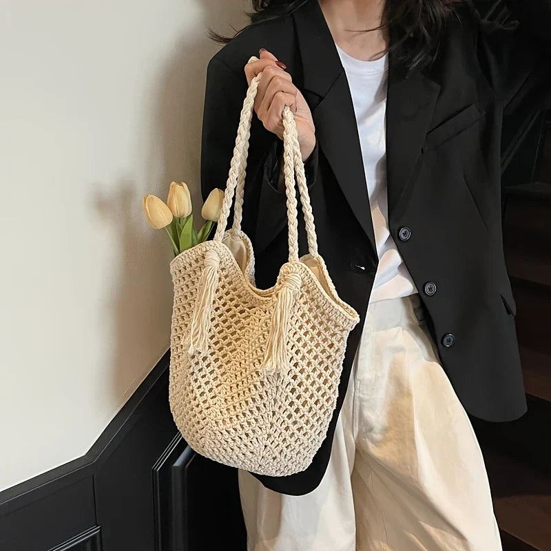 Summer Boho Women's Shoulder Bag With Braided Handles