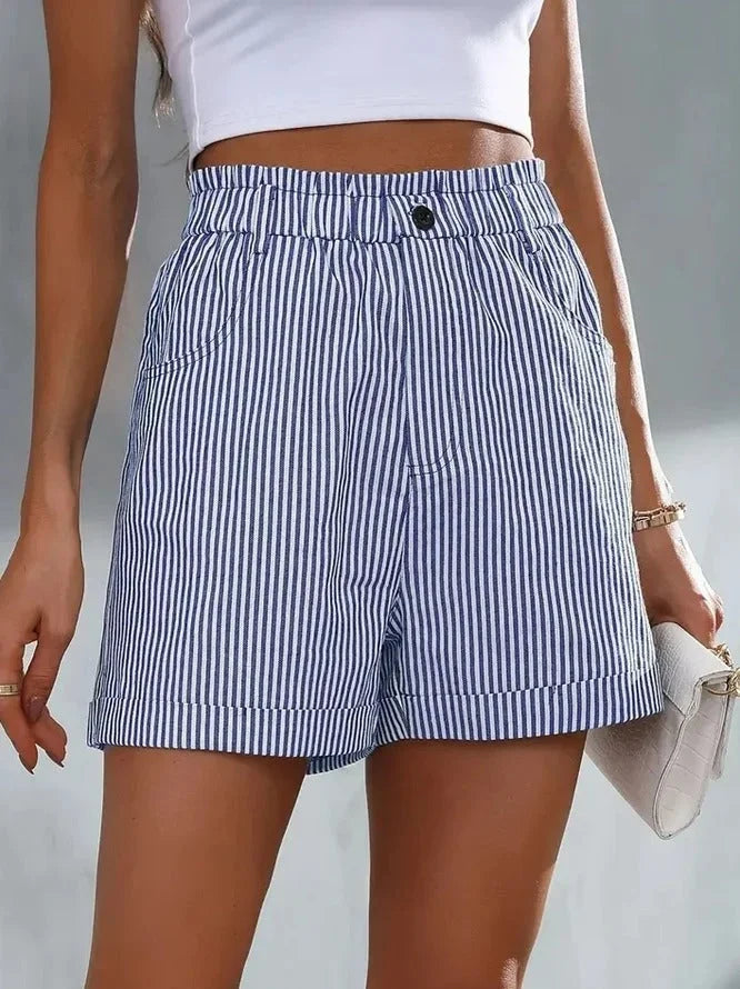 Janeta | Striped High-Waist Shorts with Paperbag Waist
