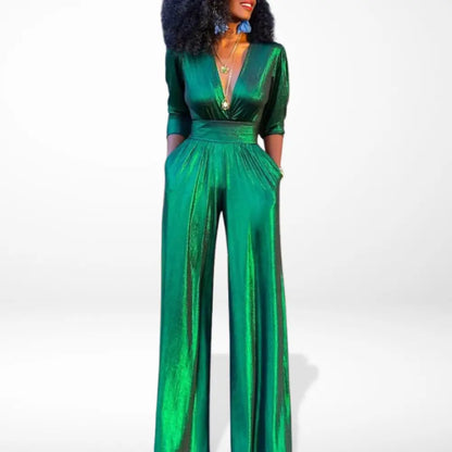 Luxury Women's Jumpsuit With Waistband And Long Wide Legs