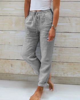 Comfortable Airy Women's Pants With Elastic Waist And Pockets