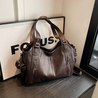 Malyna | Casual Shoulder Bag with Zippers and Adjustable Strap