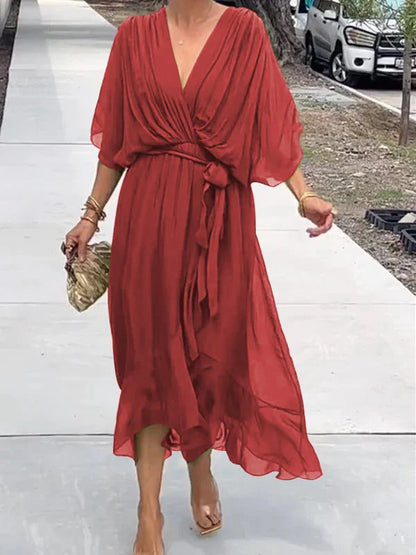 Chrissa | Summer Midi Dress with Elegant V-Neck