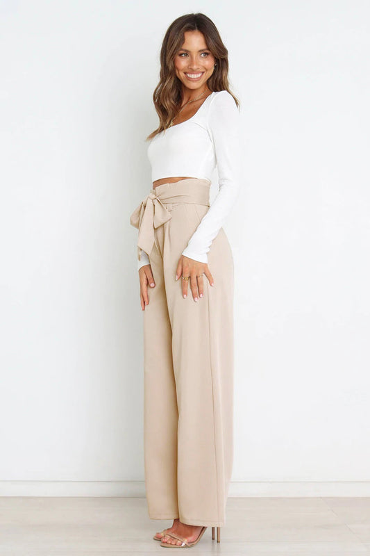 Fenna | High Waist Paperbag Pants with Bow Detail