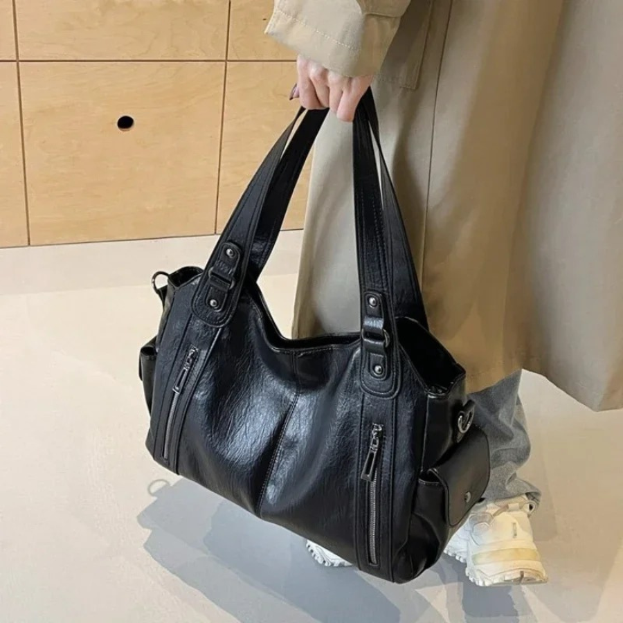 Malyna | Casual Shoulder Bag with Zippers and Adjustable Strap