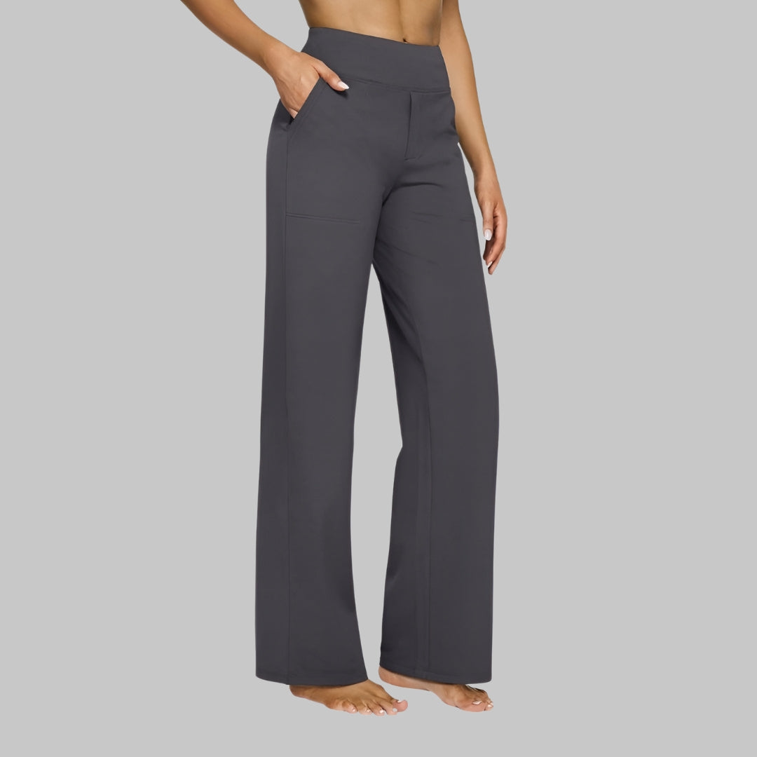 Comfortable Wide-Leg Women's Pants with High Waist and Pockets