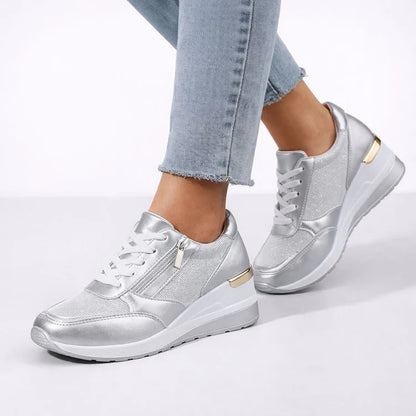 Women's Wedge Lightweight Sneakers With Lace Closure