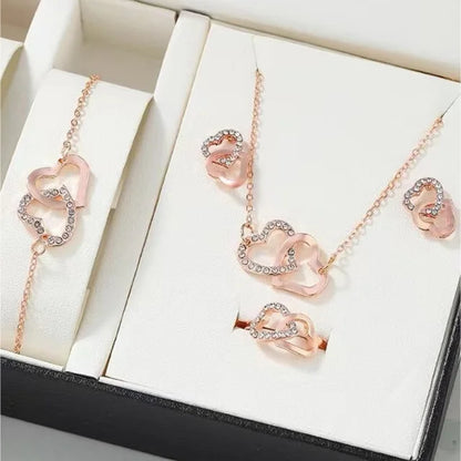 Silke | Heart-Shaped Jewelry Set with Rhinestones