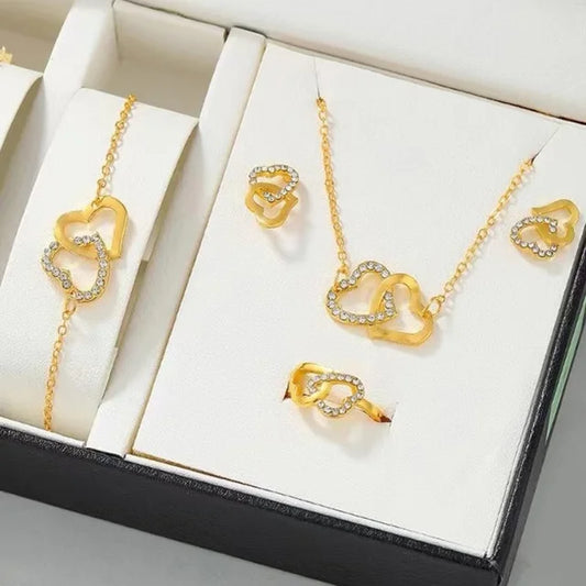 Silke | Heart-Shaped Jewelry Set with Rhinestones