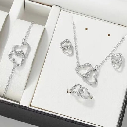 Silke | Heart-Shaped Jewelry Set with Rhinestones