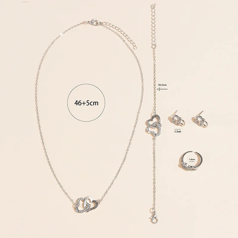 Silke | Heart-Shaped Jewelry Set with Rhinestones