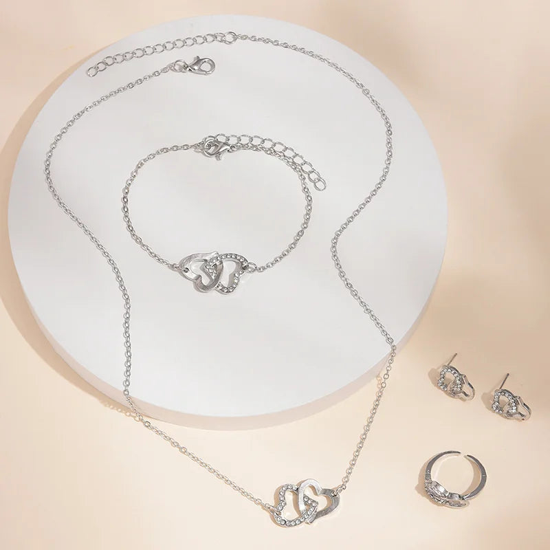 Silke | Heart-Shaped Jewelry Set with Rhinestones