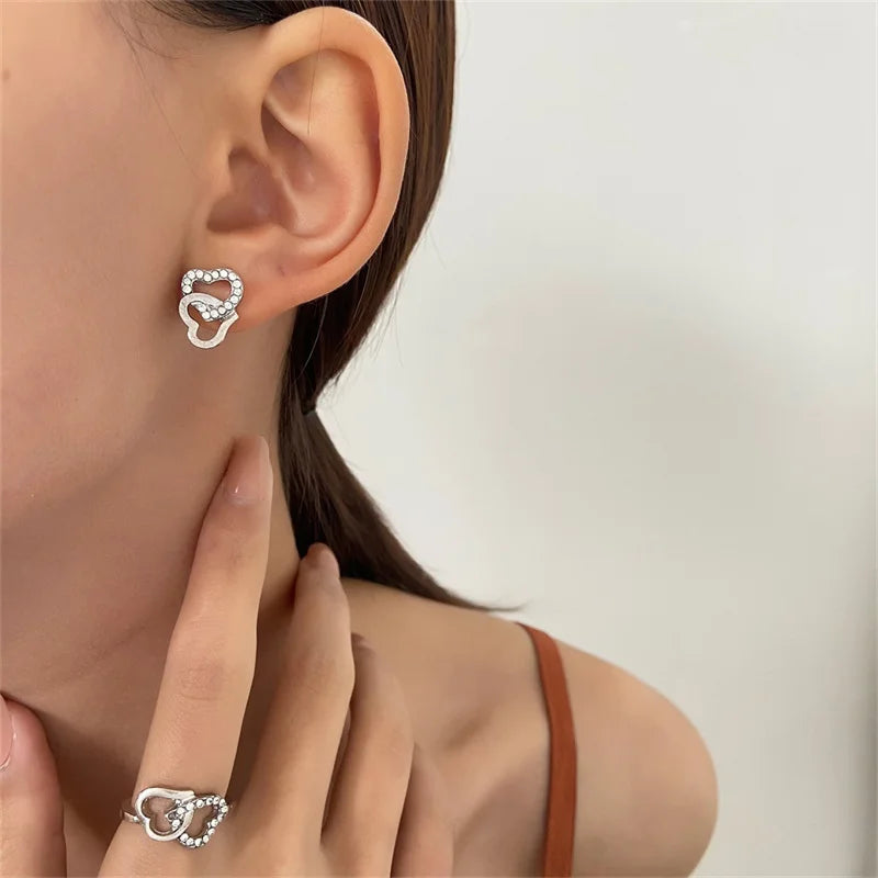 Silke | Heart-Shaped Jewelry Set with Rhinestones