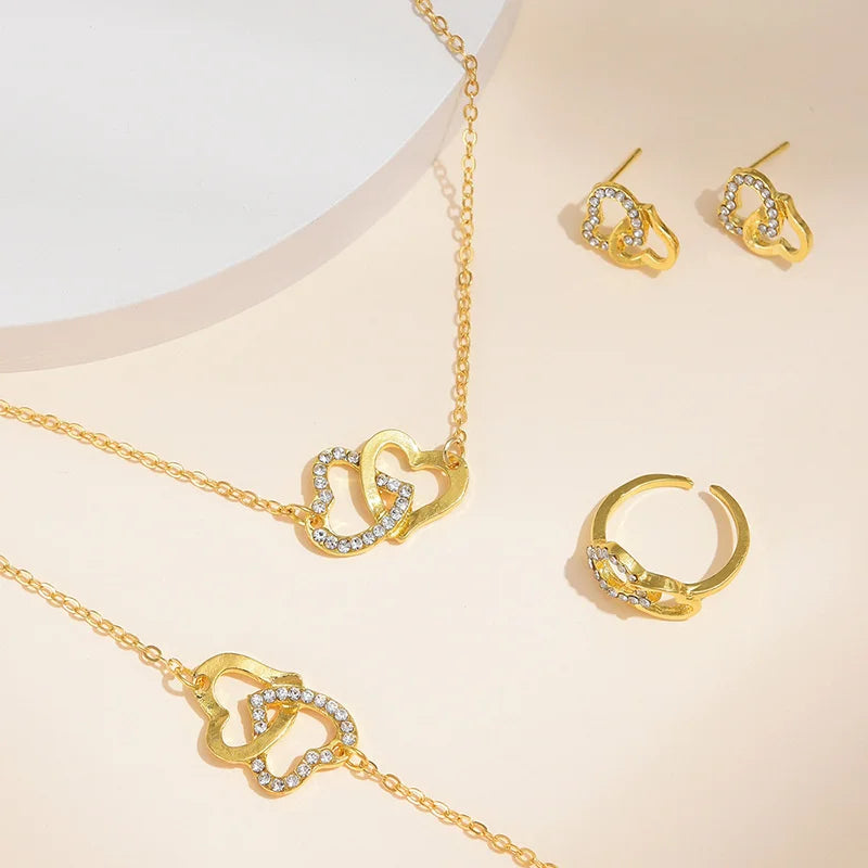 Silke | Heart-Shaped Jewelry Set with Rhinestones