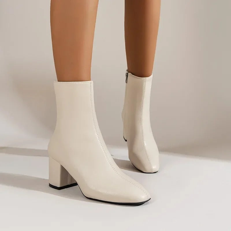 Elegant comfortable women's ankle boots with heel