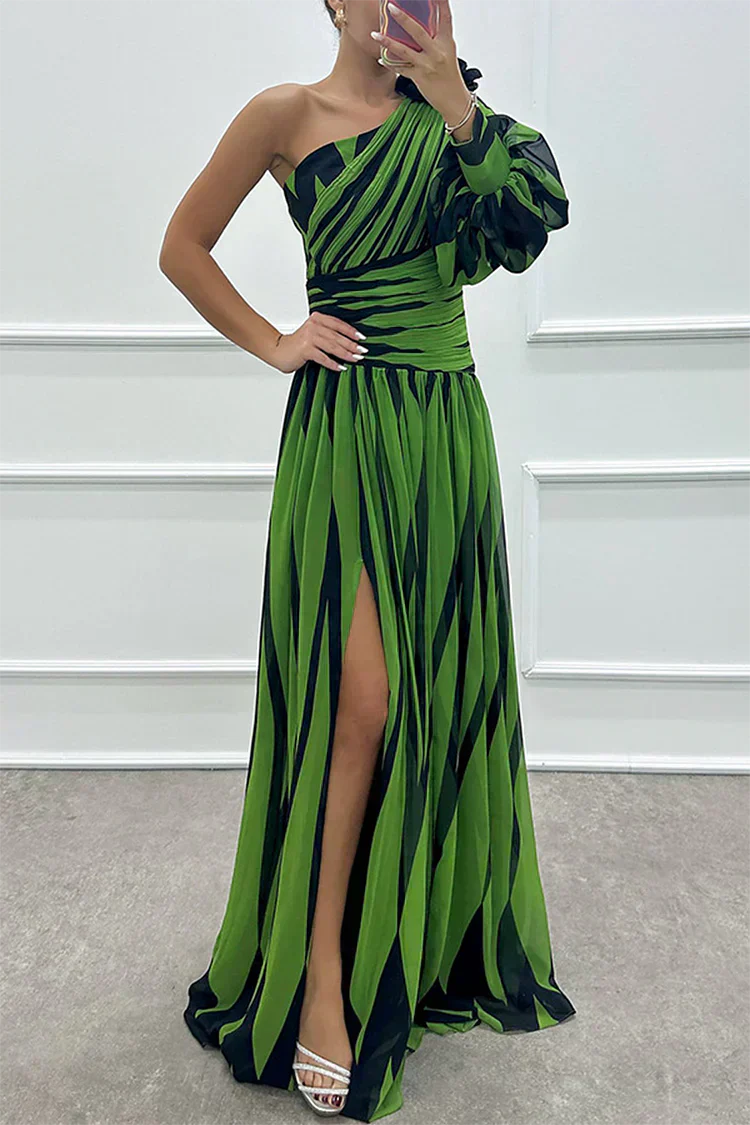 One Shoulder Gala Maxi Dress With Split