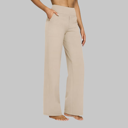 Comfortable Wide-Leg Women's Pants with High Waist and Pockets