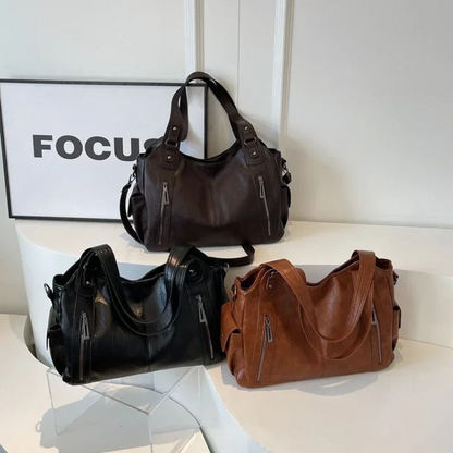 Malyna | Casual Shoulder Bag with Zippers and Adjustable Strap