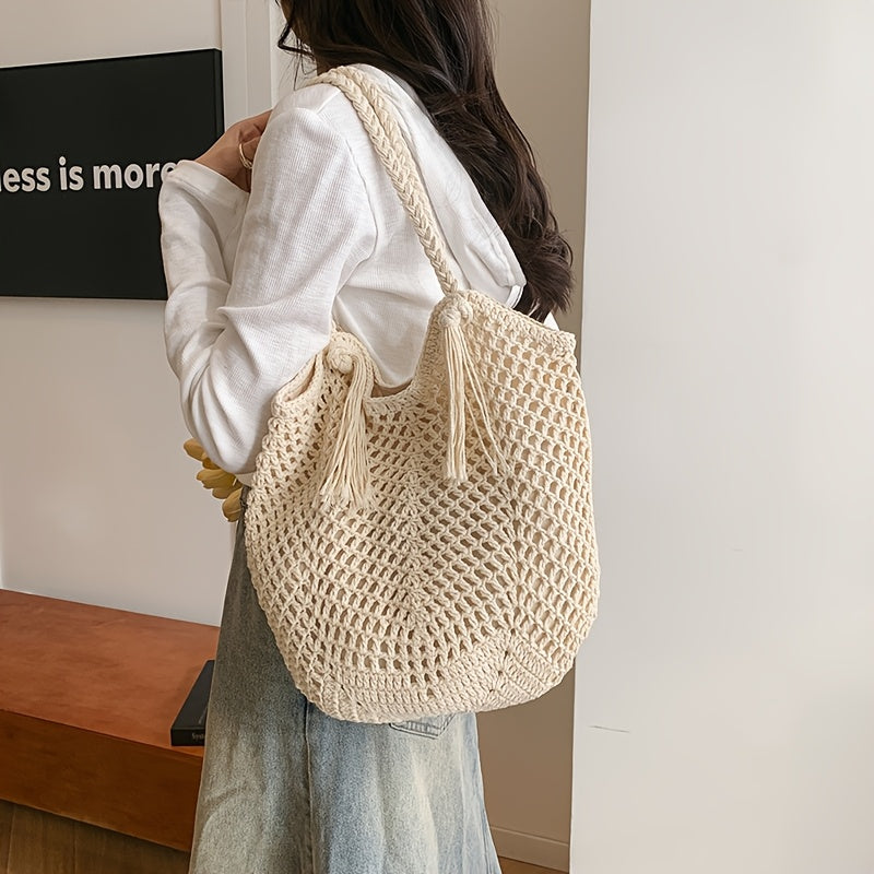 Summer Boho Women's Shoulder Bag With Braided Handles