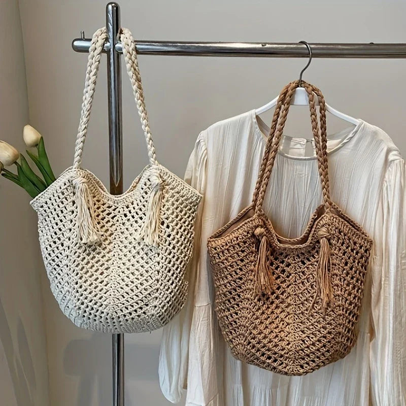 Summer Boho Women's Shoulder Bag With Braided Handles