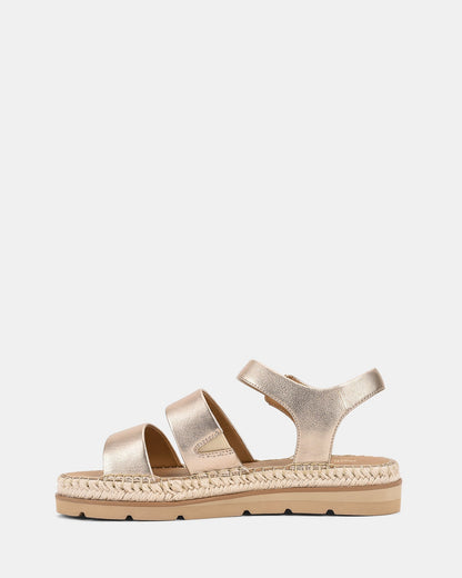 Stylish Women's Gold Platform Sandals with Buckle and Braided Edge