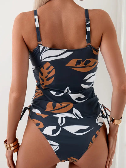 Mery| Tropical Tankini Set with High Waist Bottoms for Women