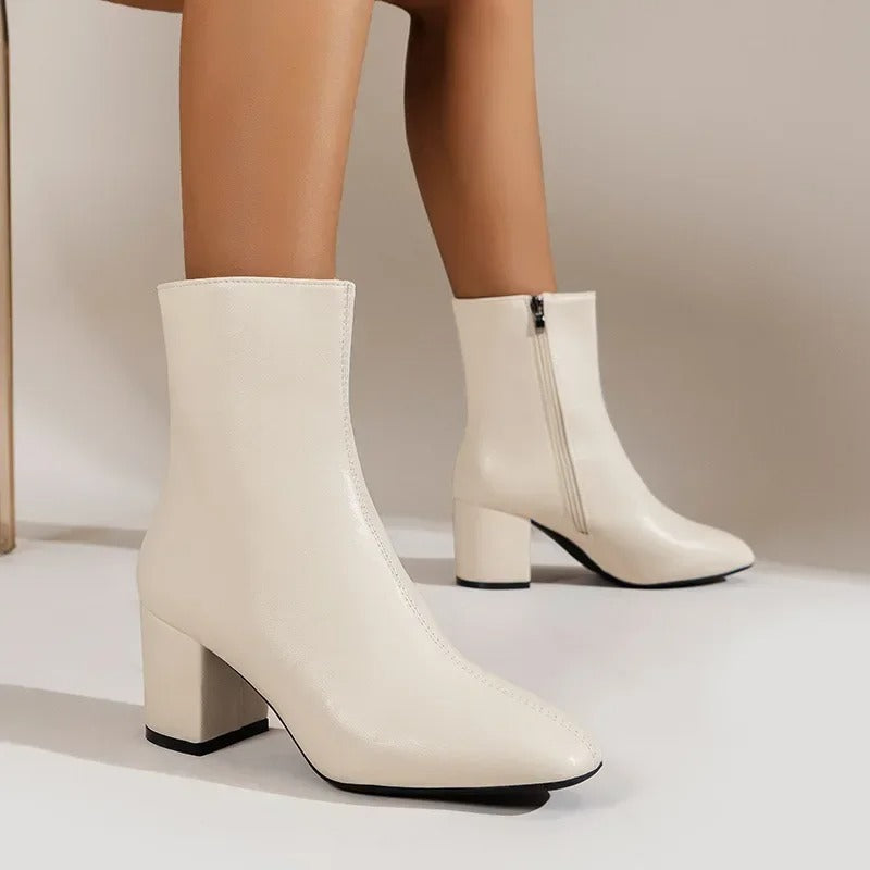 Elegant comfortable women's ankle boots with heel