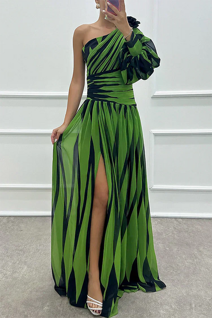 One Shoulder Gala Maxi Dress With Split