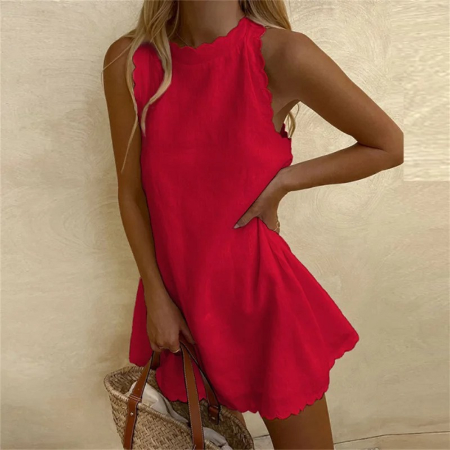Mavelle | Linen Summer Dress with Wavy Edges