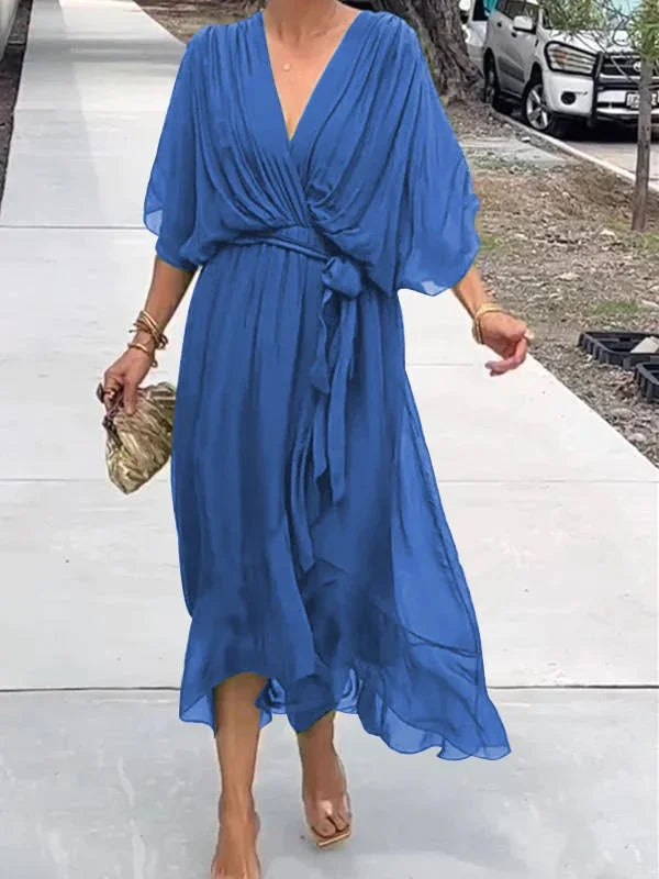 Chrissa | Summer Midi Dress with Elegant V-Neck