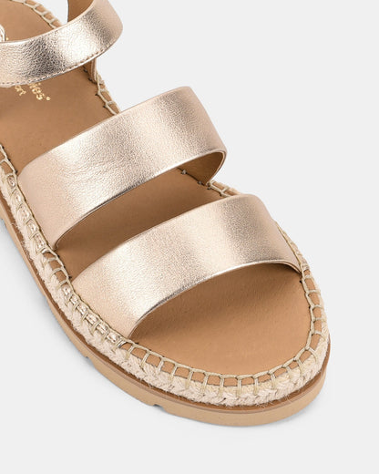 Stylish Women's Gold Platform Sandals with Buckle and Braided Edge