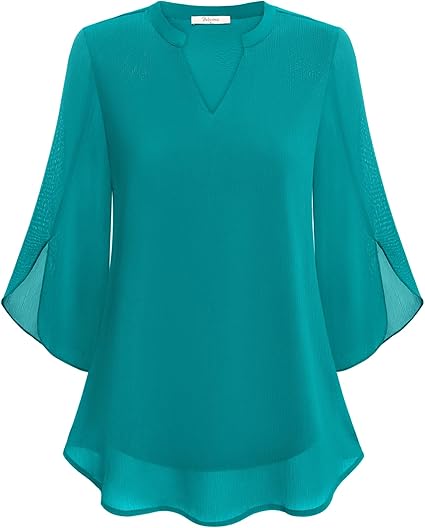 Luxury Women's Blouse with V-Neck and Loose Sleeves