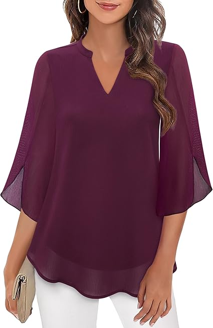Luxury Women's Blouse with V-Neck and Loose Sleeves
