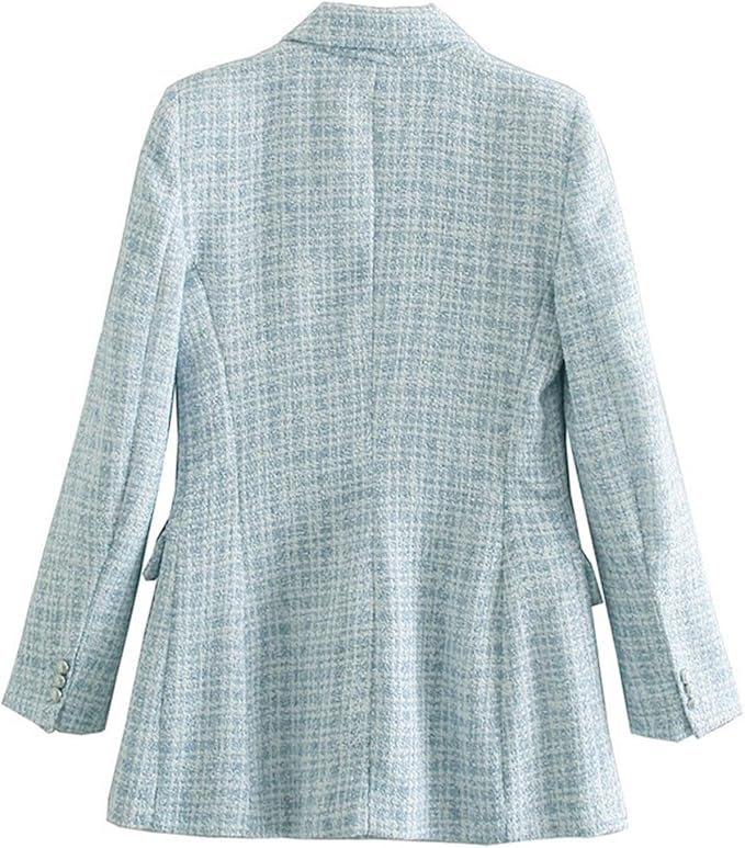 Stylish Light Blue Women's Blazer with Button Closure