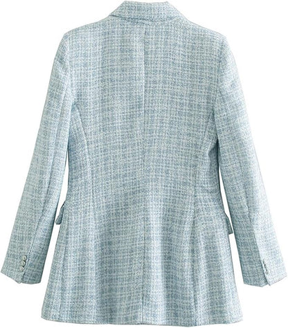 Stylish Light Blue Women's Blazer with Button Closure