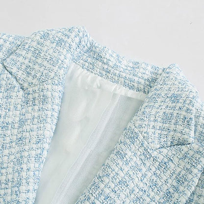 Stylish Light Blue Women's Blazer with Button Closure