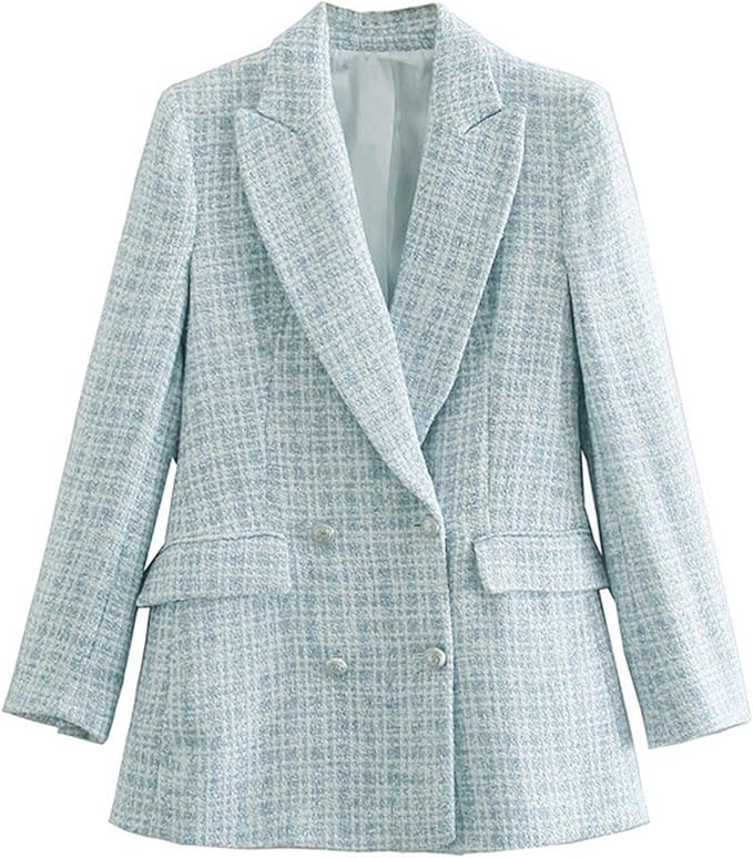 Stylish Light Blue Women's Blazer with Button Closure