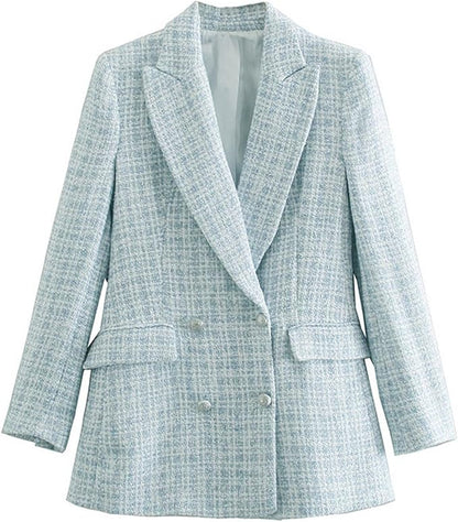 Stylish Light Blue Women's Blazer with Button Closure