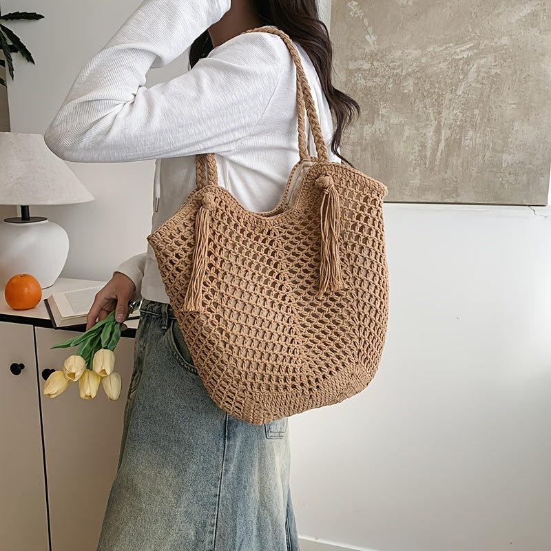 Summer Boho Women's Shoulder Bag With Braided Handles