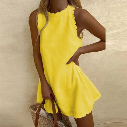 Mavelle | Linen Summer Dress with Wavy Edges