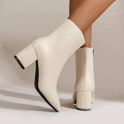 Elegant comfortable women's ankle boots with heel