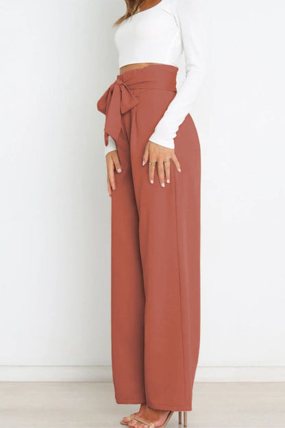 Fenna | High Waist Paperbag Pants with Bow Detail