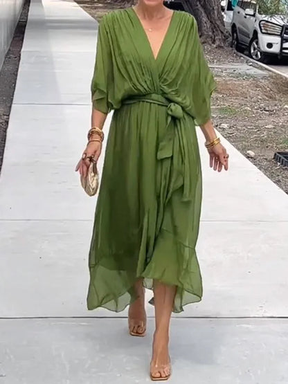 Chrissa | Summer Midi Dress with Elegant V-Neck