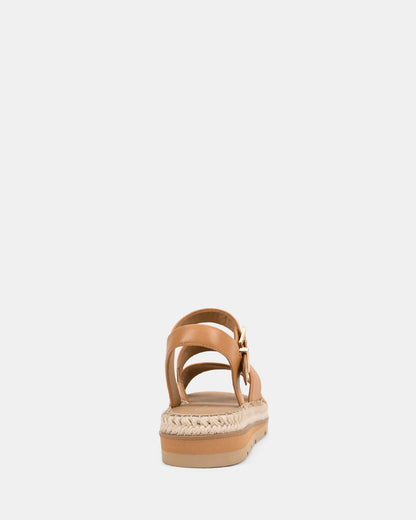 Casual Caramel Women's Sandals with Adjustable Buckle